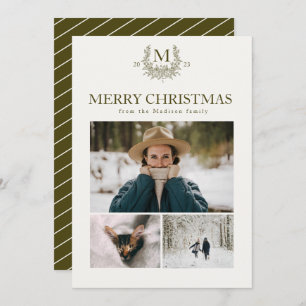 Tarjeta Festiva Monograma ruso Mustard Brow personalizado inicial