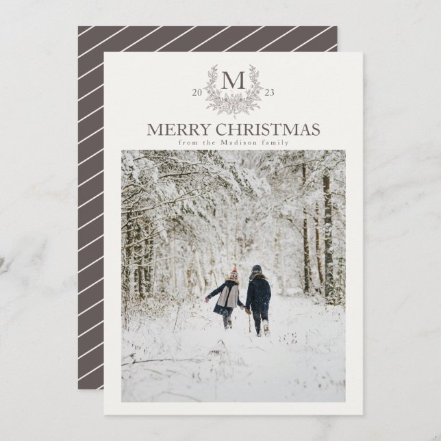 Tarjeta Festiva Monograma ruso Wenge personalizado inicial (Anverso / Reverso)