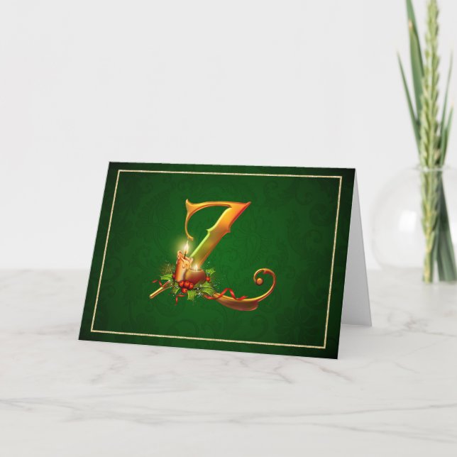 Tarjeta Festiva Monograma Z inicial Elegantes Navidades Notecard (Anverso)