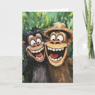 Tarjeta Festiva Monos Divertidos Animal