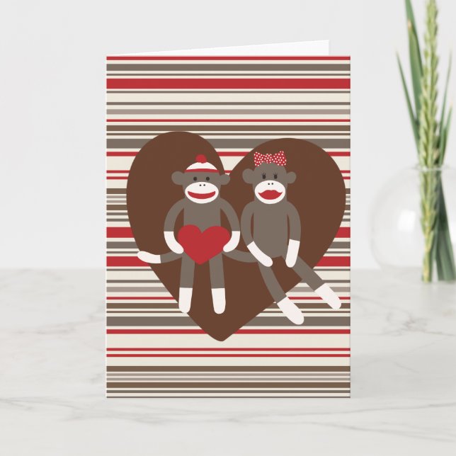 Tarjeta Festiva Monos en el amor El día de San Valentín regalos de (Anverso)