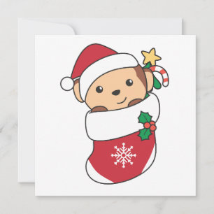 Tarjeta Festiva Monos Navidades Nieve animales de invierno monos