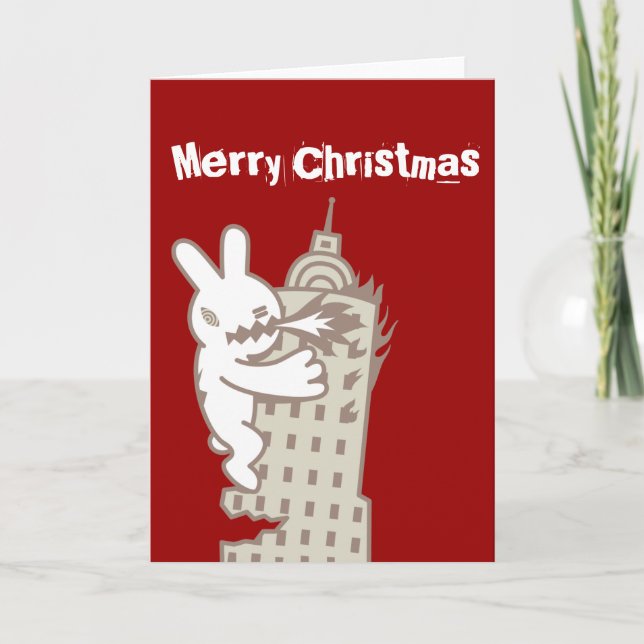 Tarjeta Festiva Monster Bunny se acerca la carta de los Navidades (Anverso)
