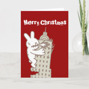 Tarjeta Festiva Monster Bunny se acerca la carta de los Navidades