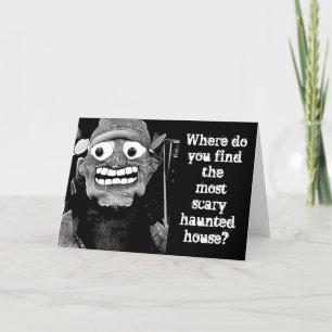 TARJETA FESTIVA MONSTER COMEDIAN PARA HALLOWEEN