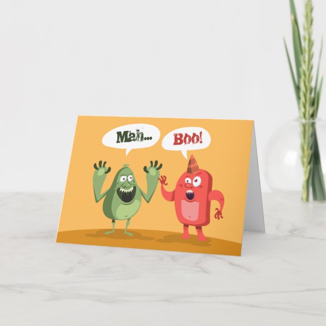 Tarjeta Festiva Monster Mah Boo Pun Día de San Valentín (Anverso)