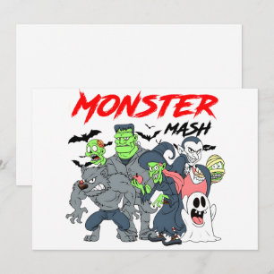 Tarjeta Festiva Monster Mash Bash — Tripulante equipo en modo Fies