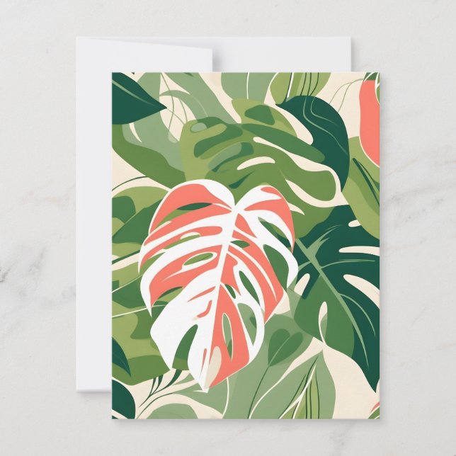 Tarjeta Festiva Monstera Leaves (Anverso)