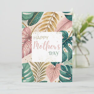 Tarjeta Festiva Monsteras Gold Mother's Day