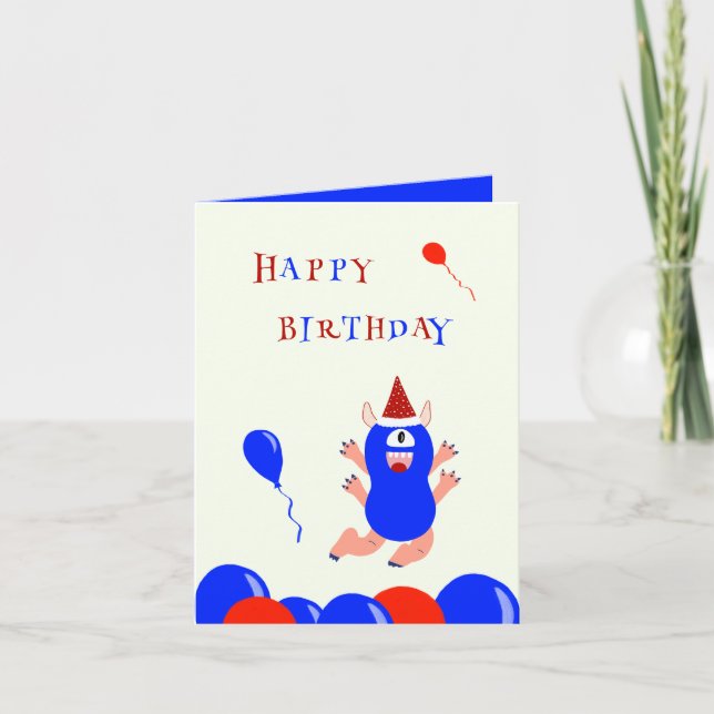 Tarjeta Festiva Monstruo azul (Anverso)