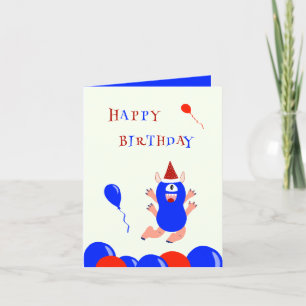 Tarjeta Festiva Monstruo azul