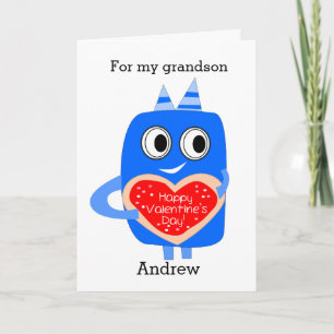 Tarjeta Festiva Monstruo azul San Valentín