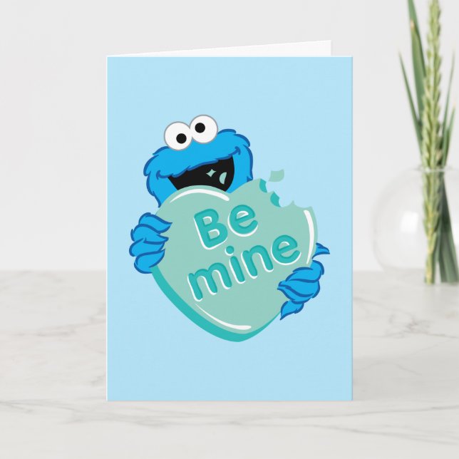Tarjeta Festiva Monstruo de la cookie "Sé mío", caramelo de San Va (Anverso)