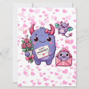 Tarjeta Festiva Monstruo lindo del día de San Valentín