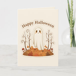 Tarjeta Festiva Monstruo Lindo Escenario Espeluznante de Otoño Fel