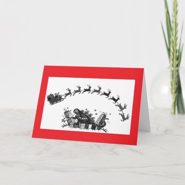 Tarjeta Festiva Monstruosamente Maravilloso/ Santa Oscuro (Anverso)