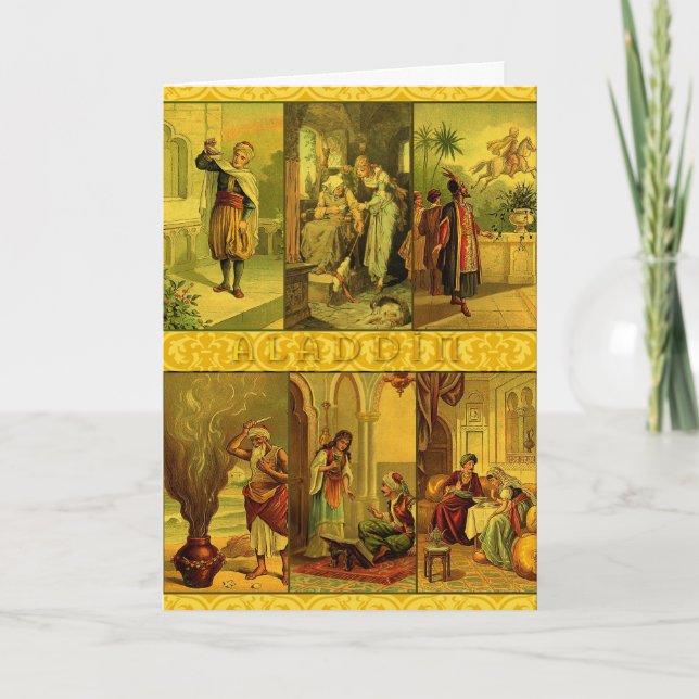 Tarjeta Festiva Montaje de los Navidades Vintage Aladdin (Anverso)