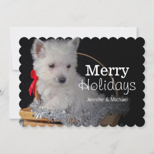 Tarjeta Festiva Montaña del oeste linda Terrier en cesta