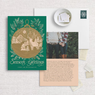Tarjeta Festiva Montaña Woodland Ornament Navidades ilustrados