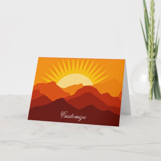 Tarjeta Festiva Montañas del desierto Sunset Thunder_Cove (Anverso)