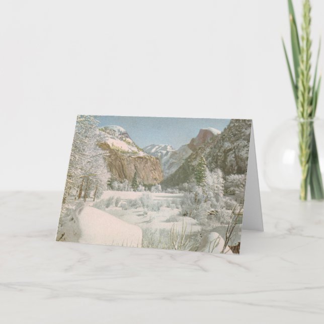 Tarjeta Festiva Montañas Navidades de vacaciones de invierno con n (Anverso)