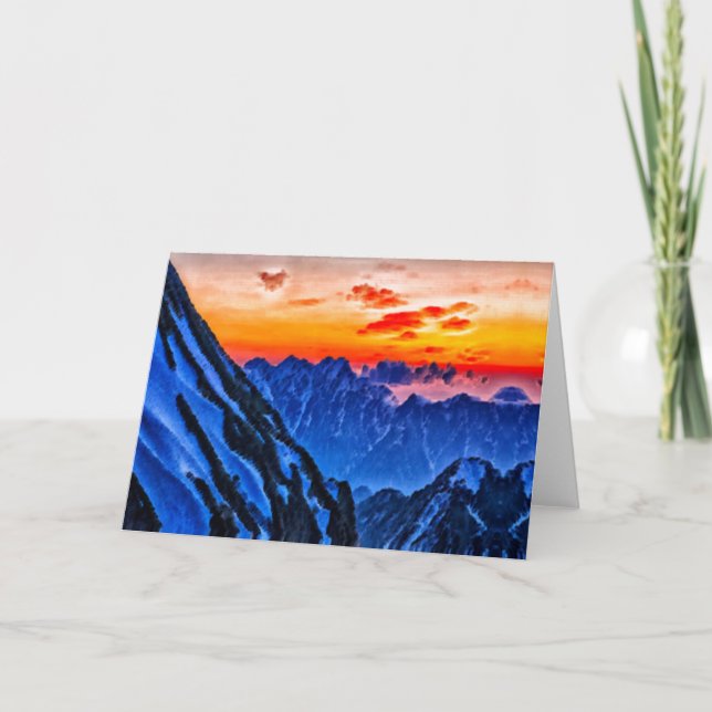 Tarjeta Festiva Montañas Surrealistas Japonesas (Anverso)
