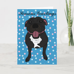 Tarjeta Festiva Monty el bull terrier de Staffordshire