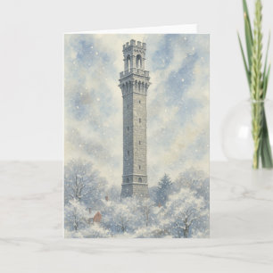 Tarjeta Festiva Monumento al Peregrino en Invierno