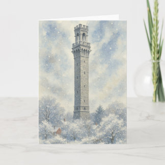Tarjeta Festiva Monumento al Peregrino en Invierno