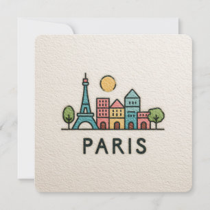 Tarjeta Festiva Monumentos de París Minimalistas y Lindos