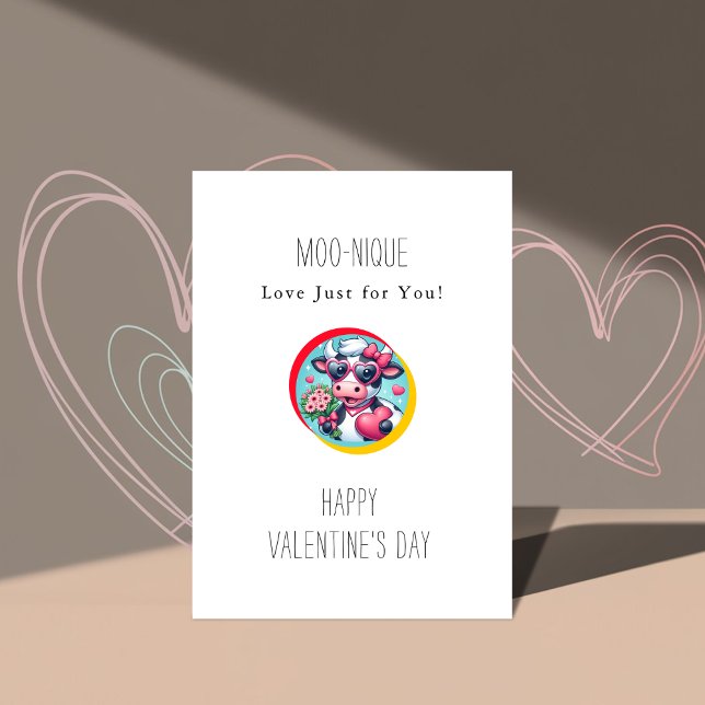 Tarjeta Festiva Moo Fun | Cute Cow Feliz Día de San Valentín (Subido por el creador)