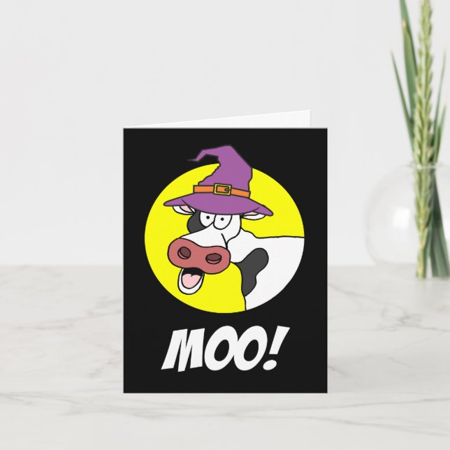 Tarjeta Festiva Moo, me refiero a Boo Halloween Cow Holiday Card (Anverso)
