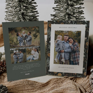 Tarjeta Festiva Moody Botanical Multi Photo Doble cara