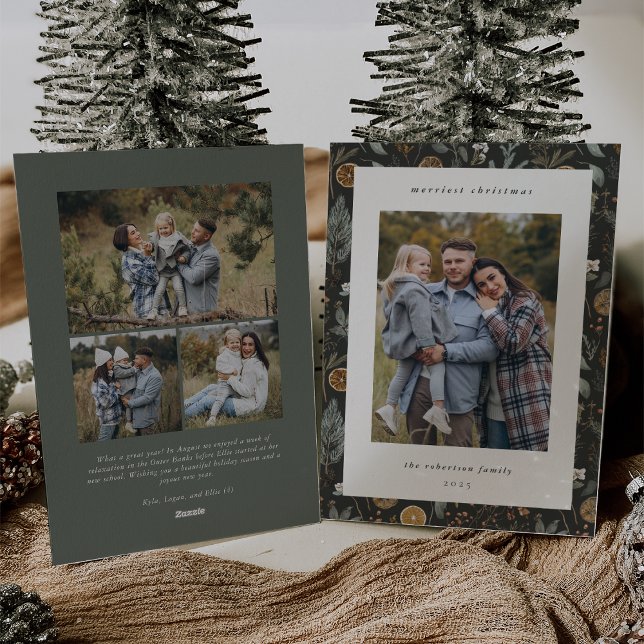 Tarjeta Festiva Moody Botanical Multi Photo Doble cara (Subido por el creador)