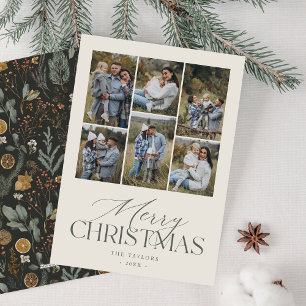 Tarjeta Festiva Moody Ivory y Green Multi Photo