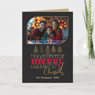 Tarjeta Festiva Moody Luxe Hand Drawn Merry Christmas Photo