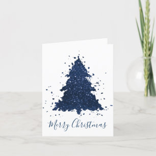 Tarjeta Festiva Moody Merry Christmas Árbol azul de la Marina Os