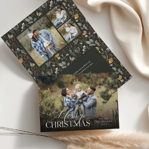 Tarjeta Festiva Moody Winter Foto Botánica Horizontal doblada