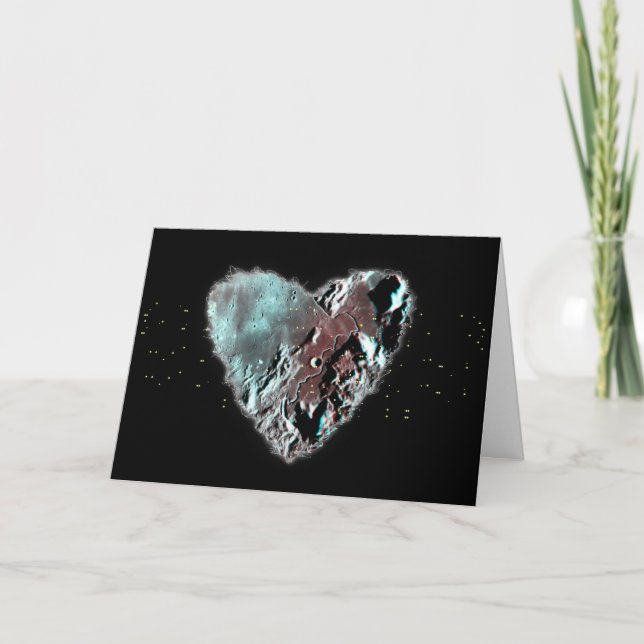 Tarjeta Festiva Moon Heart Sci Valentine Love Romance Card (Anverso)