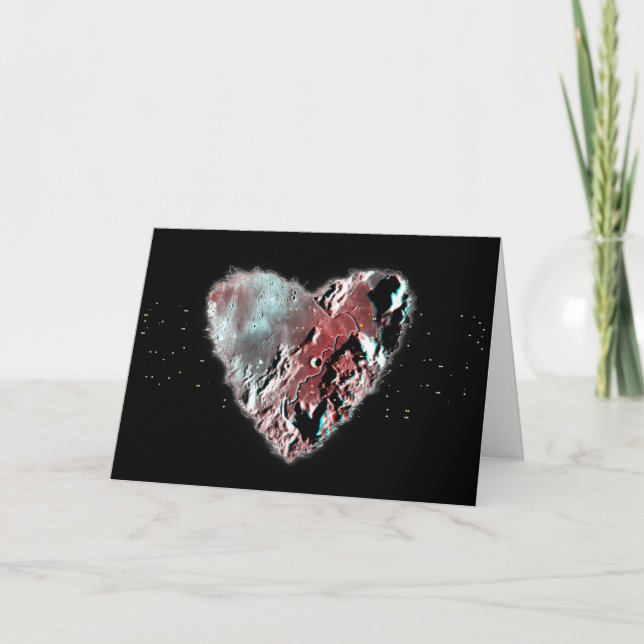 Tarjeta Festiva Moon Heart Sci Valentine Love Romance Card (Anverso)