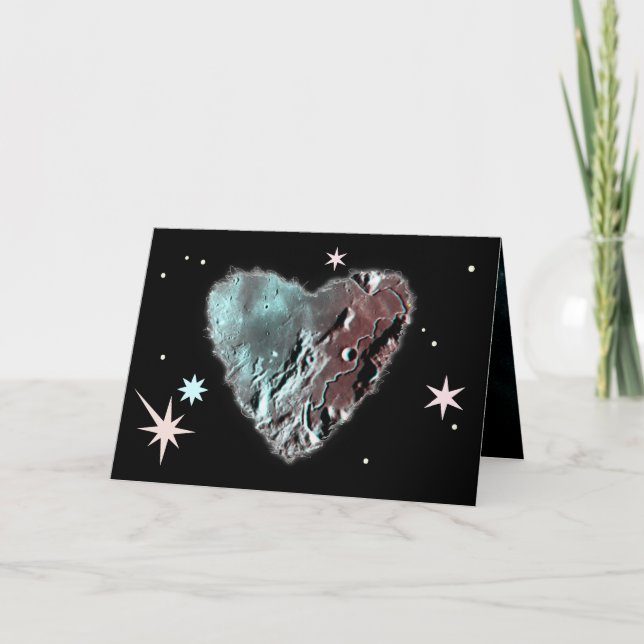 Tarjeta Festiva Moon Heart Sci Valentine Love Romance Card (Anverso)
