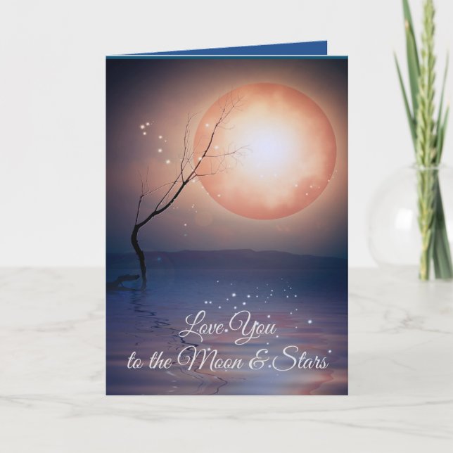 Tarjeta Festiva Moon & Stars te aman romántico doblado (Anverso)