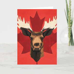 Tarjeta Festiva Moose de hoja de arce de Canadá