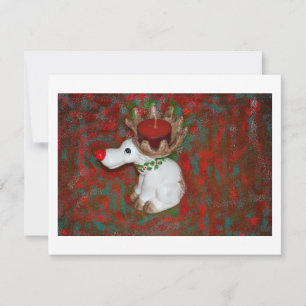 Tarjeta Festiva Moose de reno de nariz roja para navidades