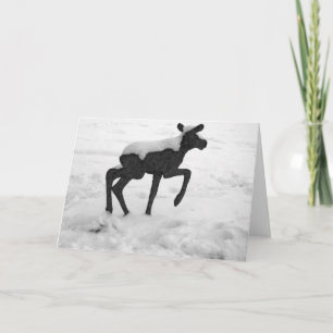 Tarjeta Festiva Moose del bebé cubierto de nieve