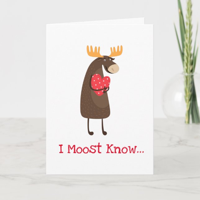Tarjeta Festiva Moose Día de San Valentín (Anverso)