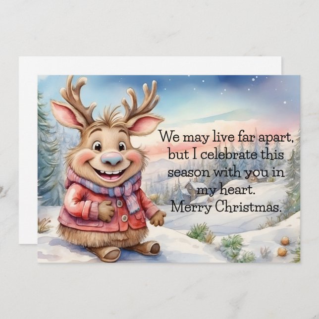 Tarjeta Festiva Moose Far Apart (Anverso / Reverso)