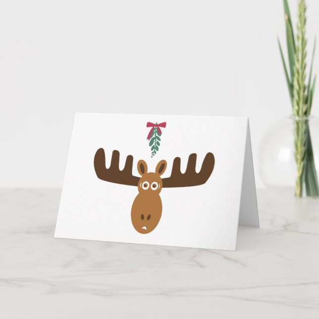 Tarjeta Festiva ¡Moose Head_Meet Me Under The Mooseltoe! (Anverso)