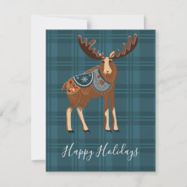 Tarjeta Festiva Moose Holiday Card