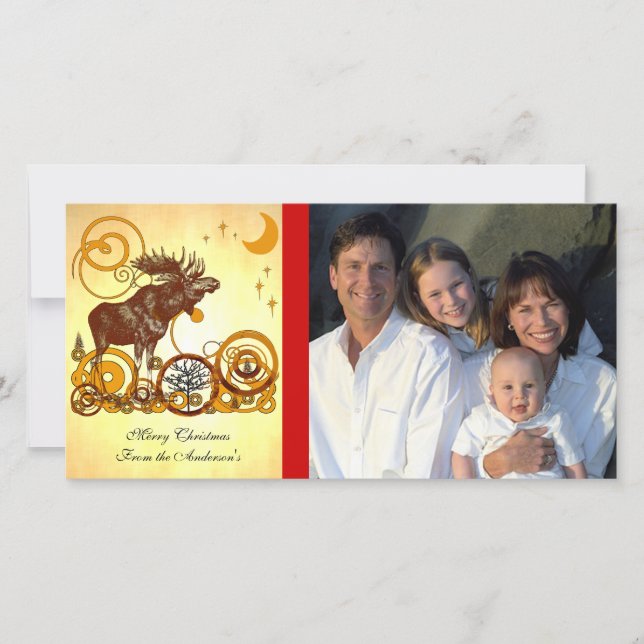 Tarjeta Festiva Moose Navidades (Anverso)